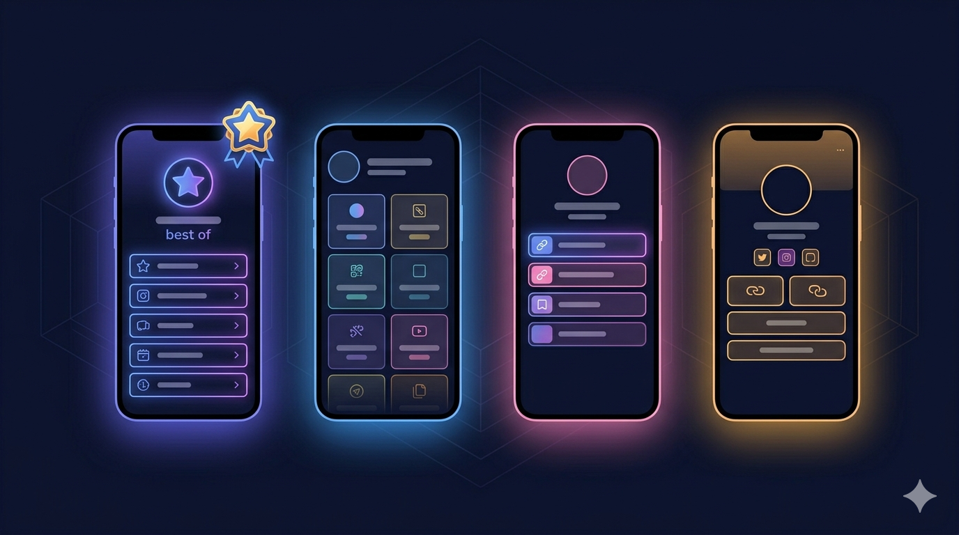 Side-by-side comparison of the best link in bio tools for creators in 2026 — Linklify, Linktree, Beacons, and Carrd