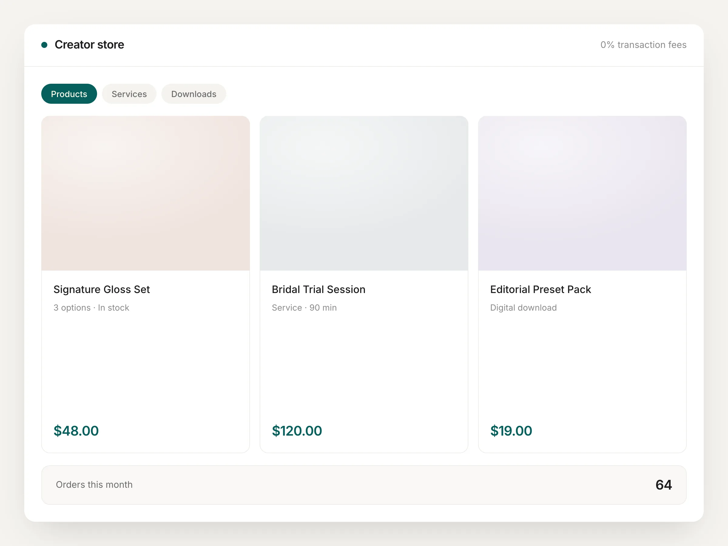 Creator store in Linklify